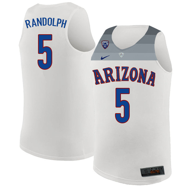 2018 Men #5 Brandon Randolph Arizona Wildcats College Basketball Jerseys Sale-White